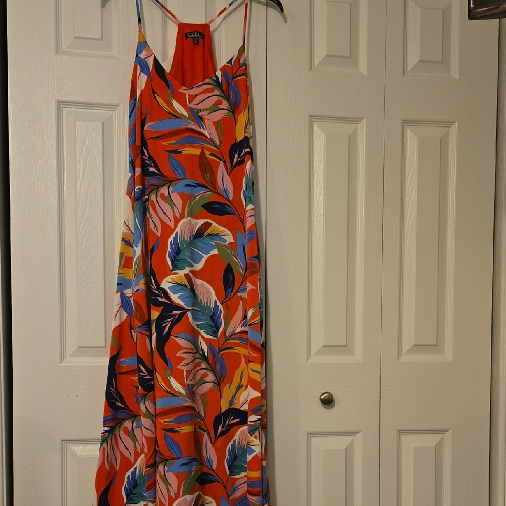 Nicole Miller Tropical Print Maxi Dress Size Large